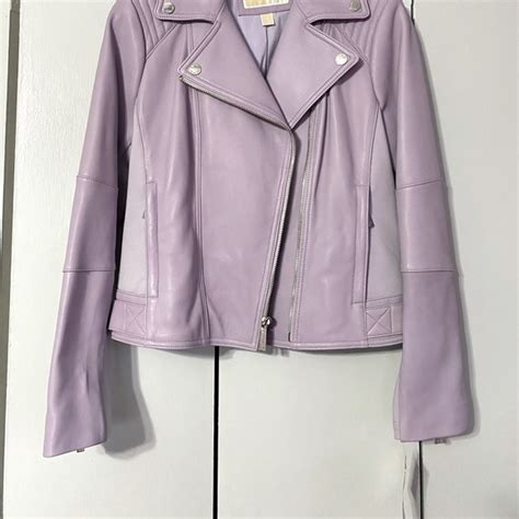 michael kors lilac leather jacket|Michael Kors faux leather jacket.